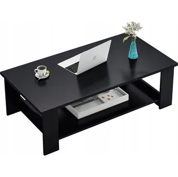 Konferenční stolek Konferenční stolek moderní s poličkou do obýváku velký loft černý 100 cm