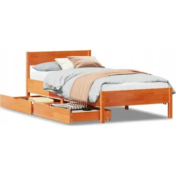 Postel Rám postele borovicový s čelem, voskovaná hnědá, 205,5 x 95,5 x 71,5 cm