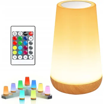 Lampička Noční Lampa LED do Ložnice pro Děti Bezdrátová USB RGB Dotyková