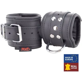 Pánské erotické prádlo The Red Leather Handcuff – Padding, černá pouta na ruce s polstrováním