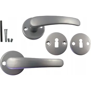 Dveřní kování KLIKA STŘÍBRNÁ BISKVIT KULATÝ ROZETA KLÍČ