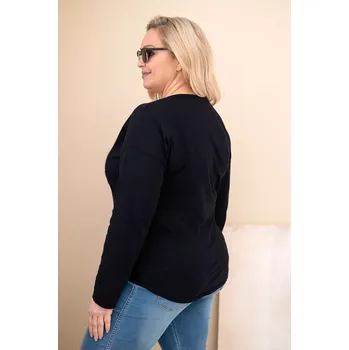 Dámská halenka Kesi Włoski Dámská blůza Plus Size s potiskem a delším zadním dílem černá Kesi Włoski černá | šedá 3527405