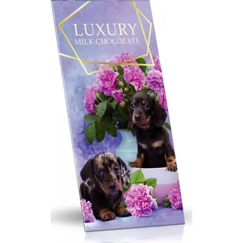 Čokoláda Selllot Pejsci Mléčná čokoláda s mandlemi a malinami 175g