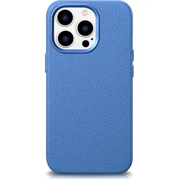 Telefonní příslušenství Icarer Litchi Premium kožený kryt / pouzdro s MagSafe pro Apple iPhone 14 PRO světle modrá