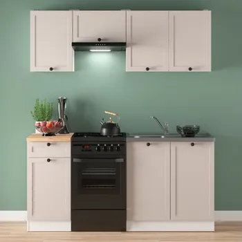 Kuchyňská linka Kuchyň JUNONA RAMKA 170 cm, bez pracovní desky, bílá/kašmír