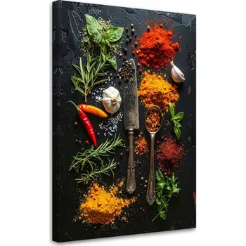 Obraz Obraz do kuchyně restaurace baru jídelny, Koření bylinky zelenina 30x45