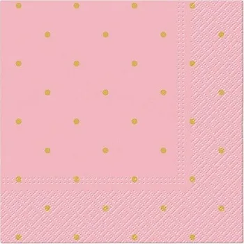 Papírový ubrousek Ubrousky PAW Dekor L (20ks) Golden Dots light pink