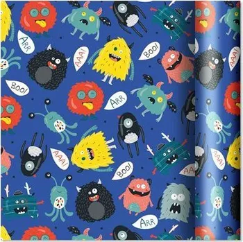 Balící papír ALBI Dárkový papír - role 2 m × 70 cm - Barevné příšerky na modré