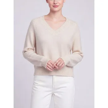 Dámský svetr Sinsay - Svetr s výstřihem do V - krémová - 770IV-12X - 770IV-12X-S