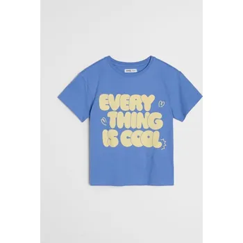 Dívčí oblečení Sinsay - Bavlněné tričko s nápisem - indigo - 618JJ-57X - 618JJ-57X-116