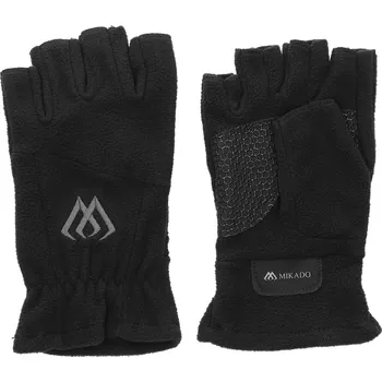 Rukavice Mikado Rukavice Fleece Bez Prstů Černo Šedé - XL
