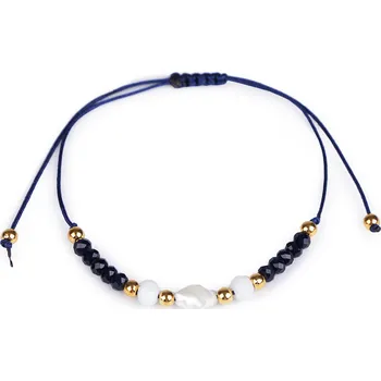 Náramek Náramek shamballa s perletí a broušenými korálky Balení: 1 ks, Varianta: 6 modrá tmavá - 8591149966378