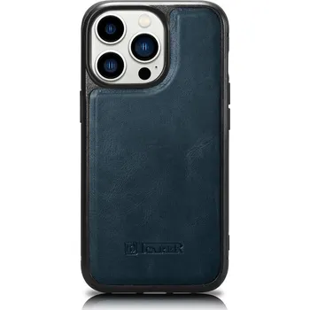 Pouzdro na mobilní telefon Icarer Oil Wax Premium kožený kryt / pouzdro pro Apple iPhone 14 PRO MAX / modrá