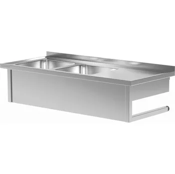 Jídelní stůl TECHNICA Nástěnný stůl s dvojitým dřezem, levý 1300x600x300 mm | TECHNICA, 222WL1360