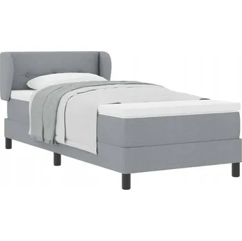Postel Postel Box Spring s matrací, nastavitelné čelo, světle šedá, 203 x 93 x