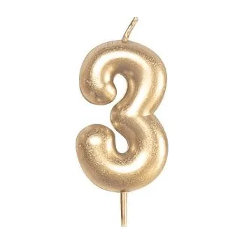 Dortová svíčka ALBI Svíčka dortová zlatá 5 cm číslo 3