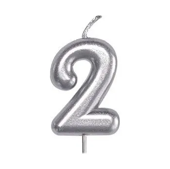 Dortová svíčka ALBI Svíčka dortová stříbrná 5 cm číslo 2