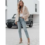 Dámský kabát kožešinový GLAMFLUFFY krátký TY4984 Barva: Béžová, Velikost: XL