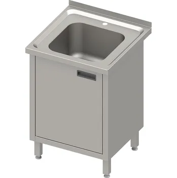 Kuchyňská pracovní deska STALGAST Jednomístný dřezový stůl se skříňkou, 600x700x850 mm | STALGAST, 983857060