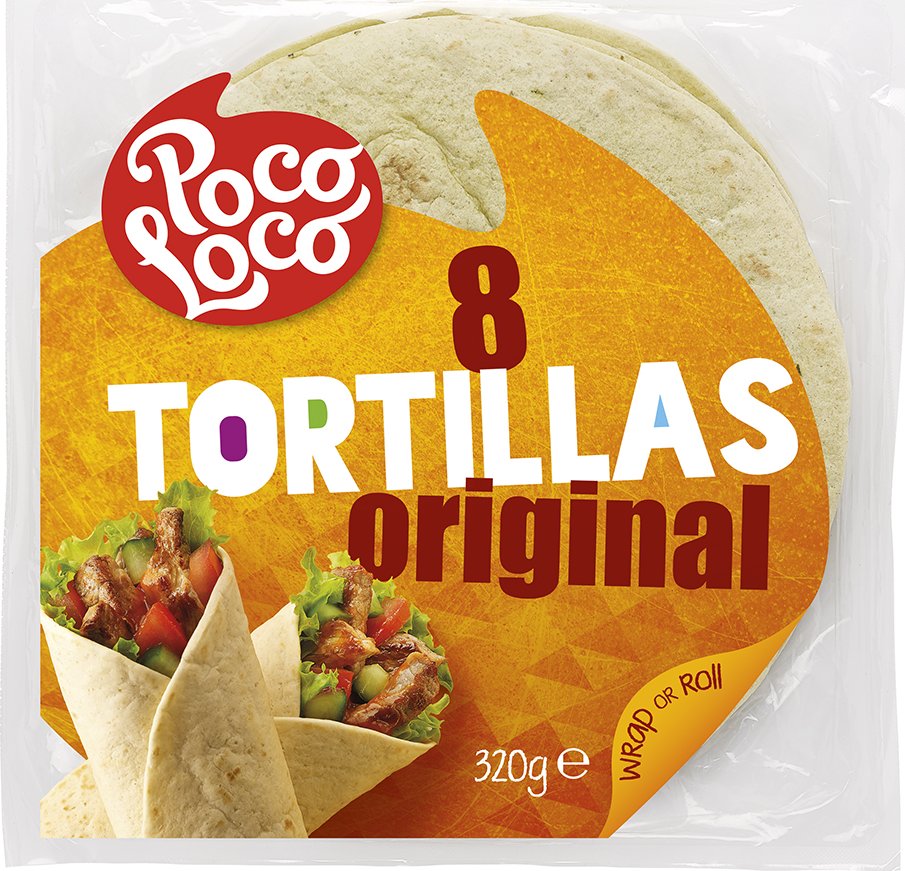 Tortilla placky Poco Loco pšeničné - Přírodní 20 cm, 6 KG (karton)