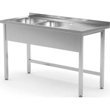 Jídelní stůl TECHNICA Stůl s dvojitým dřezem, levá strana bez police 1200x700x850 mm | TECHNICA, 222L1270