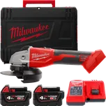 MILWAUKEE M18BLSAG125X-402X M18 125 mm úhlová bruska s posuvným spínačem, 2x 4,0 Ah 4933492644