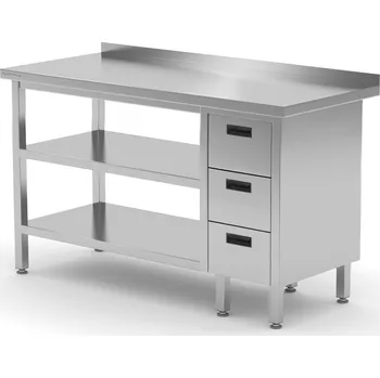 Jídelní stůl TECHNICA Nástěnný stolek se třemi zásuvkami vpravo a dvěma policemi 1000x700x850 mm | TECHNICA, 12632P1070