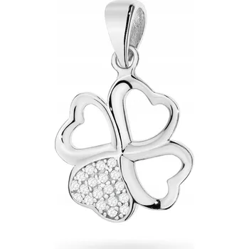 Přívěsek Dámský PŘÍVĚSEK ze stříbra ryzost 925 s prolamovaným Čtyřlístek a kubickým zirkonem