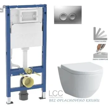 WC sada GEBERIT DuofixBasic s matným tlačítkem DELTA21 + WC LAUFEN PRO LCC RIMLESS + SEDÁTKO 458.103.00.2 21MA LP2