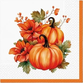 Papírový ubrousek Ubrousky PAW Dekor L (20ks) Pumpkin with Flowers
