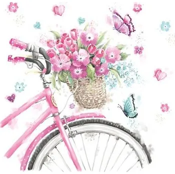 Papírový ubrousek Ubrousky DAISY L (20ks) Pink Bicycle with Basket