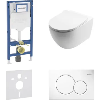 WC sada AKČNÍ SET 5v1 Geberit Duofix 111.925.00.6 + WC mísa SLOVARM Tornado W YJ-2385, bílá