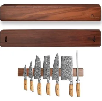 Kuchyňský nůž Stylová magnetická lišta na nože z ořechového dřeva 500x65x20mm