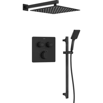 Sprchový set Sapho Smart Select podomítkový sprchový set sprchová baterie podomítková termostatická s příslušenstvím 2 výstupy černá matná RP042B-02