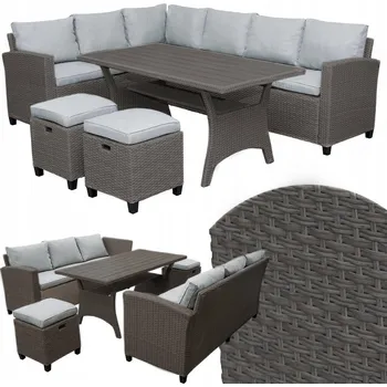 Zahradní sestava Sada zahradního nábytku z umělého ratanu Jumi šedá, 4 díly