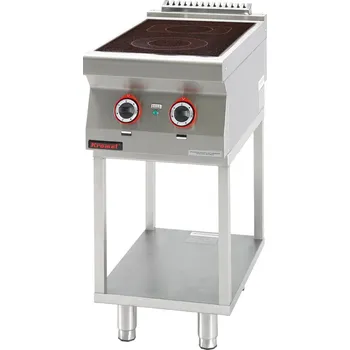 Sporák KROMET Sklokeramický elektrický sporák 2 pole 1x2,1 kW + 1x2 kW na rámovém podstavci, 400x700x900 mm | KROMET, 700.KE-2C.T