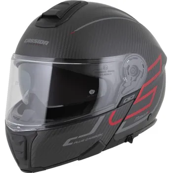 Helma na motorku Přilba Modulo 2.1 Plus Carbon, CASSIDA (carbon matná/červená metalická/reflexní stříbrná/černá) 2026 (Velikost: L (59 až 60 cm))