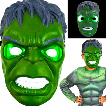 Karnevalový kostým SVÍTÍCÍ MASKA HULK AVENGERS KOSTÝM PRO DĚTI NA PLES LED