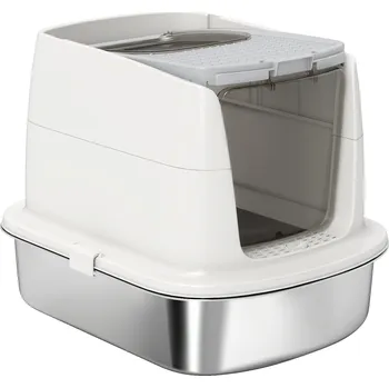 Kočičí toaleta nerezová | bílo-stříbrná