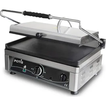 Kuchyňský gril POTIS Kontaktní gril, elektrický ½ hladký - ½ drážkovaný, 3 kW, 230/400V, 510x500x300 mm | POTIS, PK 2745-G