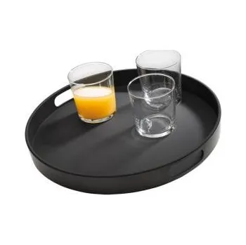 APS Melaminový kulatý tác s otvory pro držení o průměru 355 mm, černý | APS, Bistro