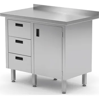 Jídelní stůl TECHNICA Nástěnný stůl se třemi zásuvkami vlevo a skříňkou s křídlovými dveřmi 1000x600x850 mm | TECHNICA, 137L1060