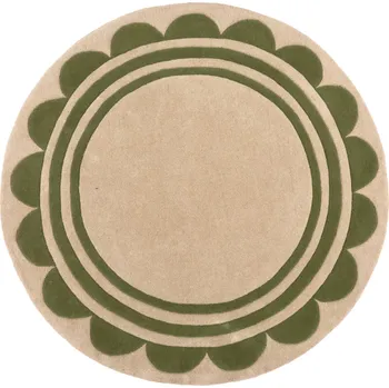 Koberec Flair Rugs Ručně všívaný kusový koberec Lois Scallop Green kruh Rozměry koberců: 120x120 (průměr) kruh