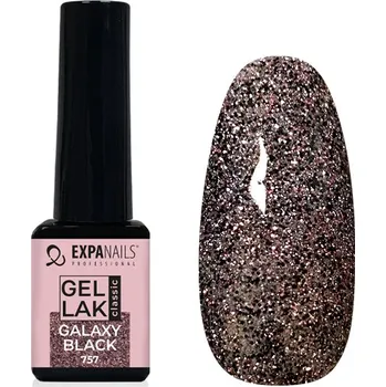Přípravek na nehty UV/LED Gel lak - Galaxy Black třpyt - 5 ml