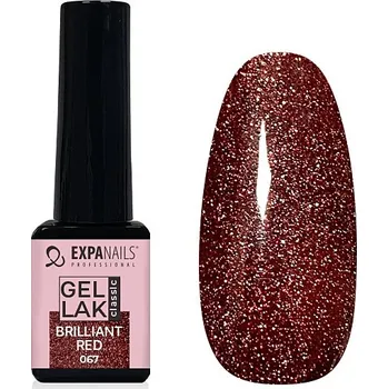 Lak na nehty EXPA-nails UV/LED Gel lak - Brilliant Red třpyt Objem: 5 ml