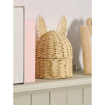 Úložný box Sinsay - Pletený úložný koš s víkem - béžová - 860IN-08X - 860IN-08X-ONE