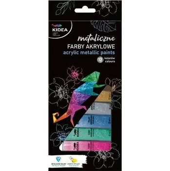 Vodová barva Akrylové barvy metalické 12 ks 12 ml KIDEA [A]