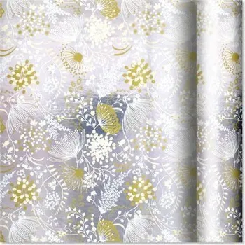 Balící papír ALBI Dárkový papír Folie - role 2 m × 70 cm - Květy na louce na stříbrné