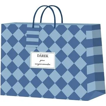 ALBI Dárková taška horizontální malá - Modrá šachovnice (22,9 × 9,8 × 17,8 cm)