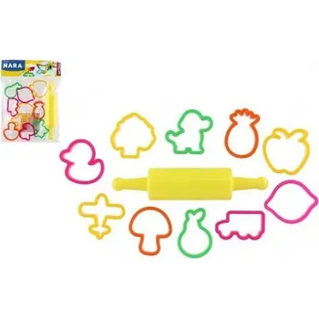 Modelovací hmota Tvořítka/Vykrajovátka NARA s válečkem plast 11ks v sáčku 15x19cm [A]